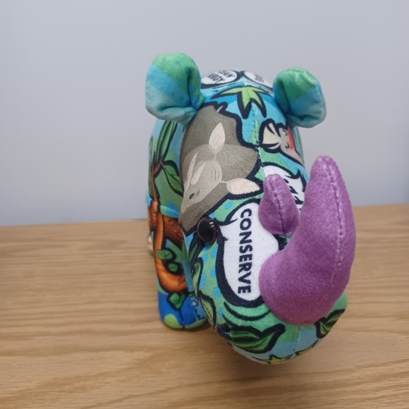 Wild Republic Message From The Planet Rhino Colorful Plush Wildlife Animal - Picture 2 of 11